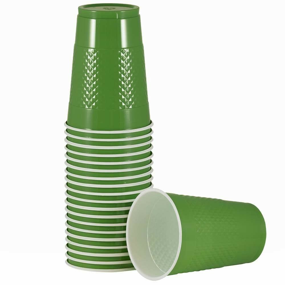 JAM PAPER Plastic Party Cups, 16 oz, Green, 20 Glasses/Pack MPN:22555216GR
