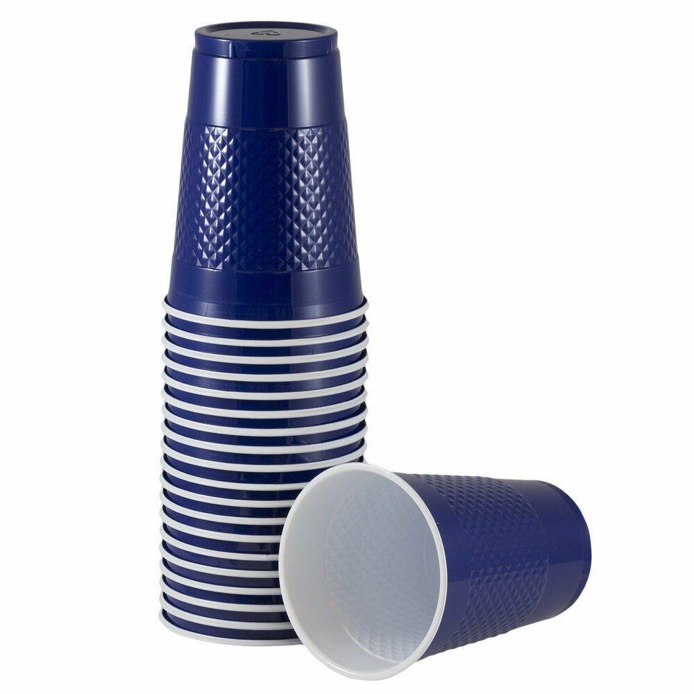 JAM PAPER Plastic Party Cups, 16 oz, Navy Blue, 20 Glasses/Pack MPN:22555216NV