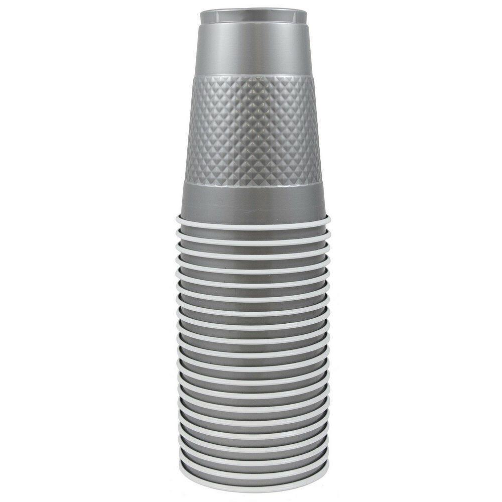 JAM PAPER Plastic Party Cups, 16 oz, Silver, 20 Glasses/Pack MPN:22555216SI