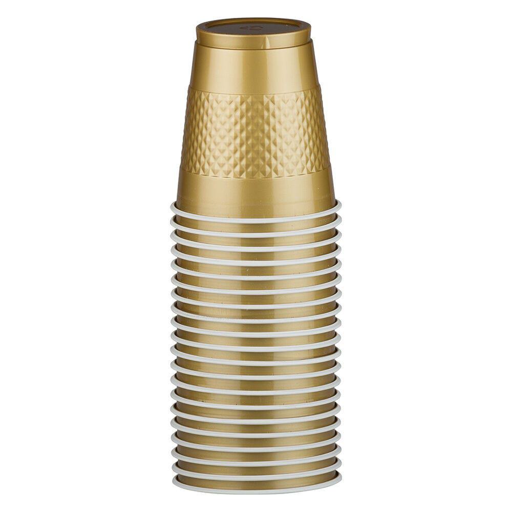 JAM PAPER Plastic Party Cups, 12 oz, Gold, 20 Glasses/Pack MPN:255525363