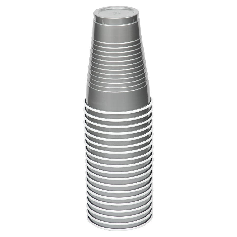 JAM PAPER Plastic Party Cups, 12 oz, Silver, 20 Glasses/Pack MPN:255525373