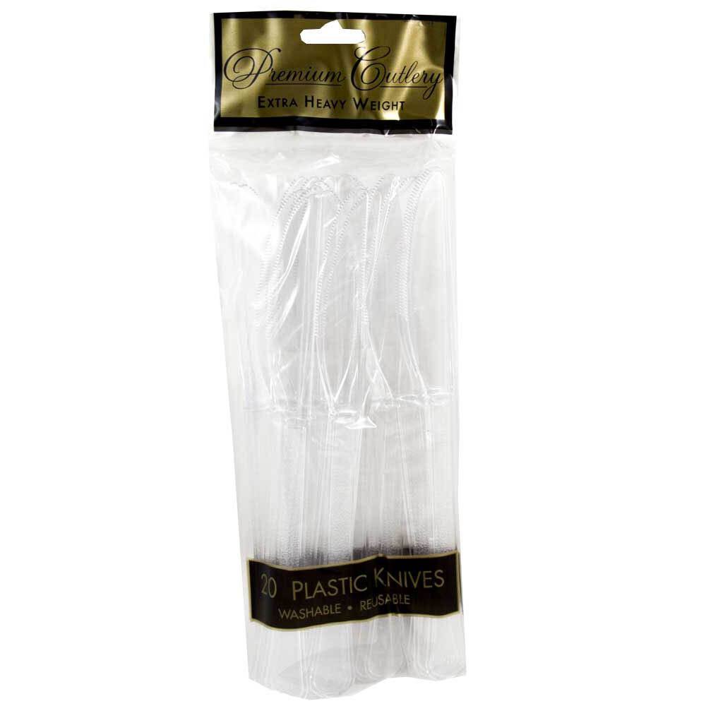 JAM PAPER Premium Plastic Knives, Clear, 20 Disposable Knives/Box MPN:2255820744