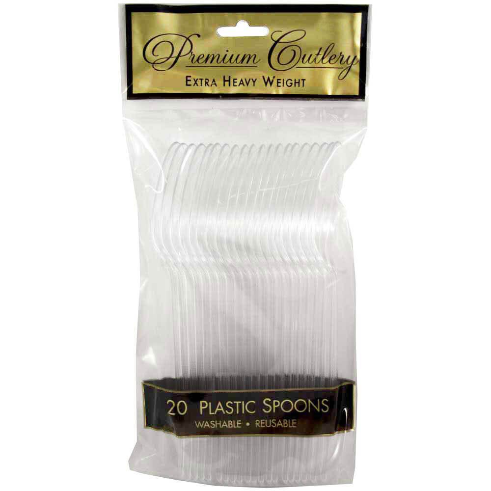 JAM PAPER Premium Utensils Party Pack, Plastic Spoons, Clear, 20 Disposable Spoons/Box MPN:2255820745