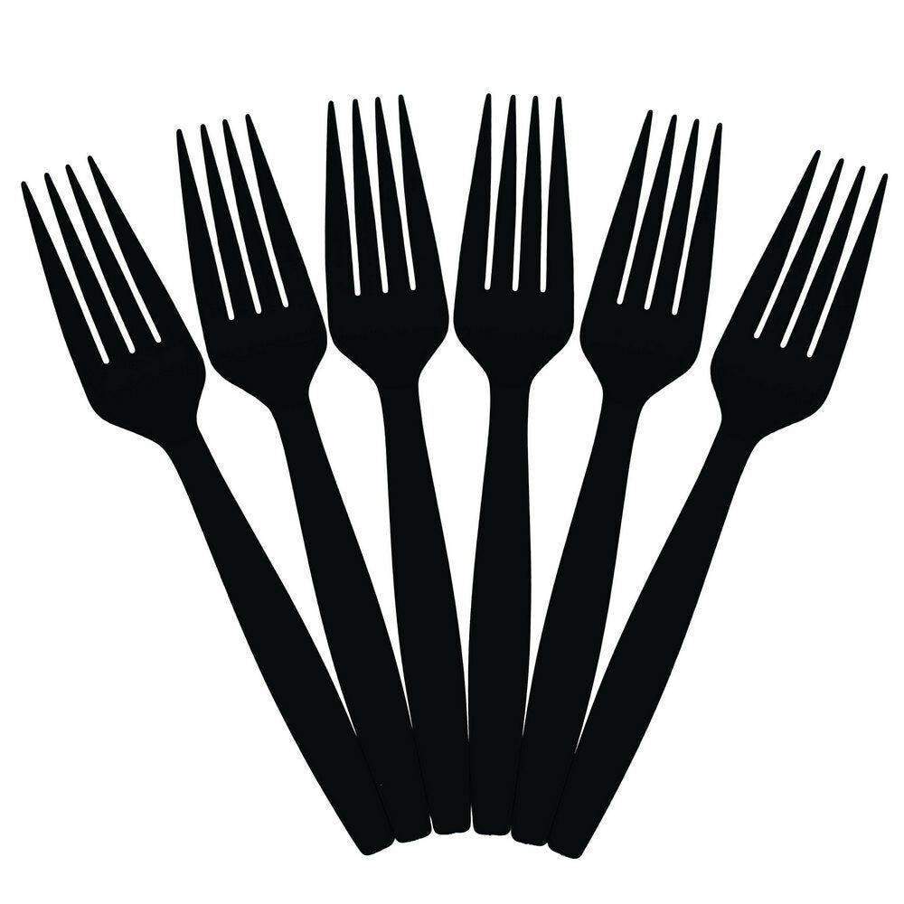JAM PAPER Big Party Pack of Premium Plastic Forks, Black, 100 Disposable Forks/Box MPN:297F100BL