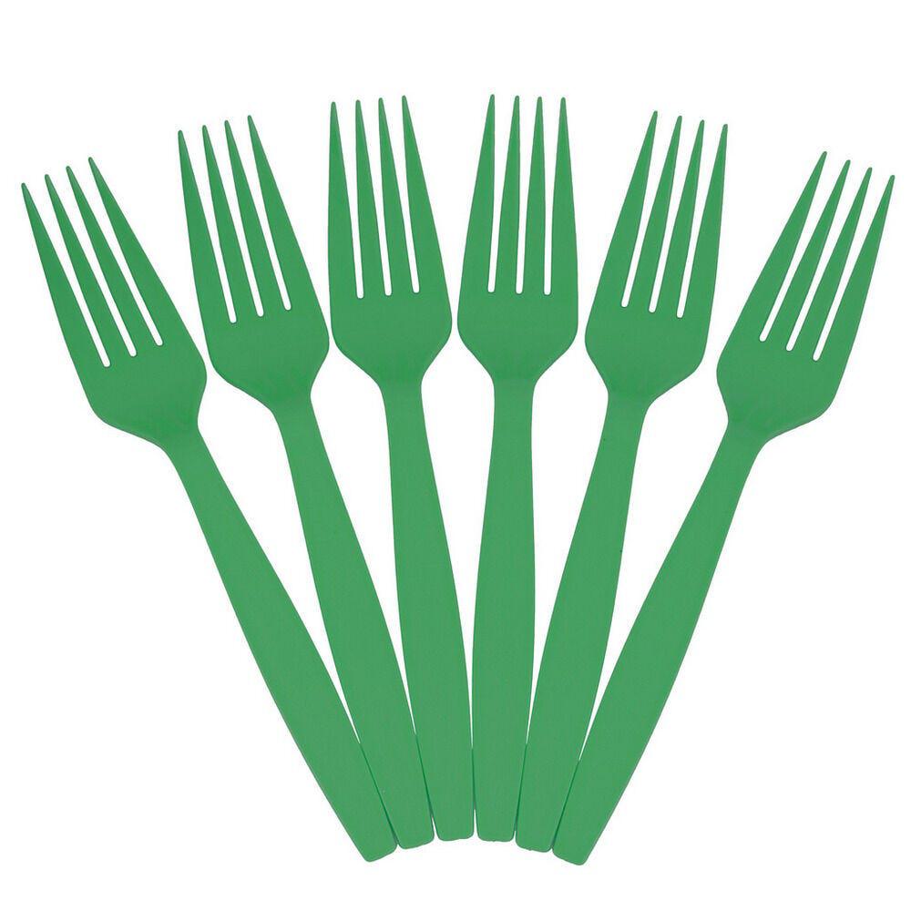 JAM PAPER Big Party Pack of Premium Plastic Forks, Green, 100 Disposable Forks/Box MPN:297F100GR