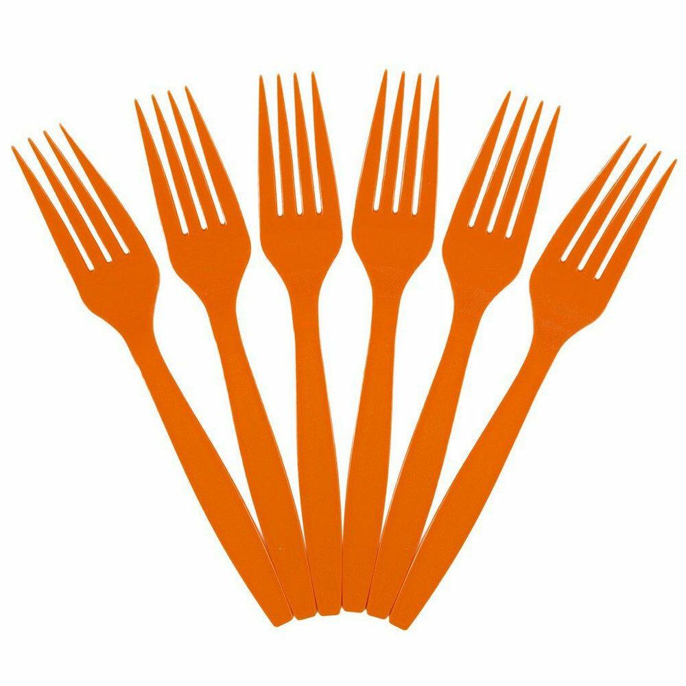 JAM PAPER Big Party Pack of Premium Plastic Forks, Orange, 100 Disposable Forks/Box MPN:297F100OR