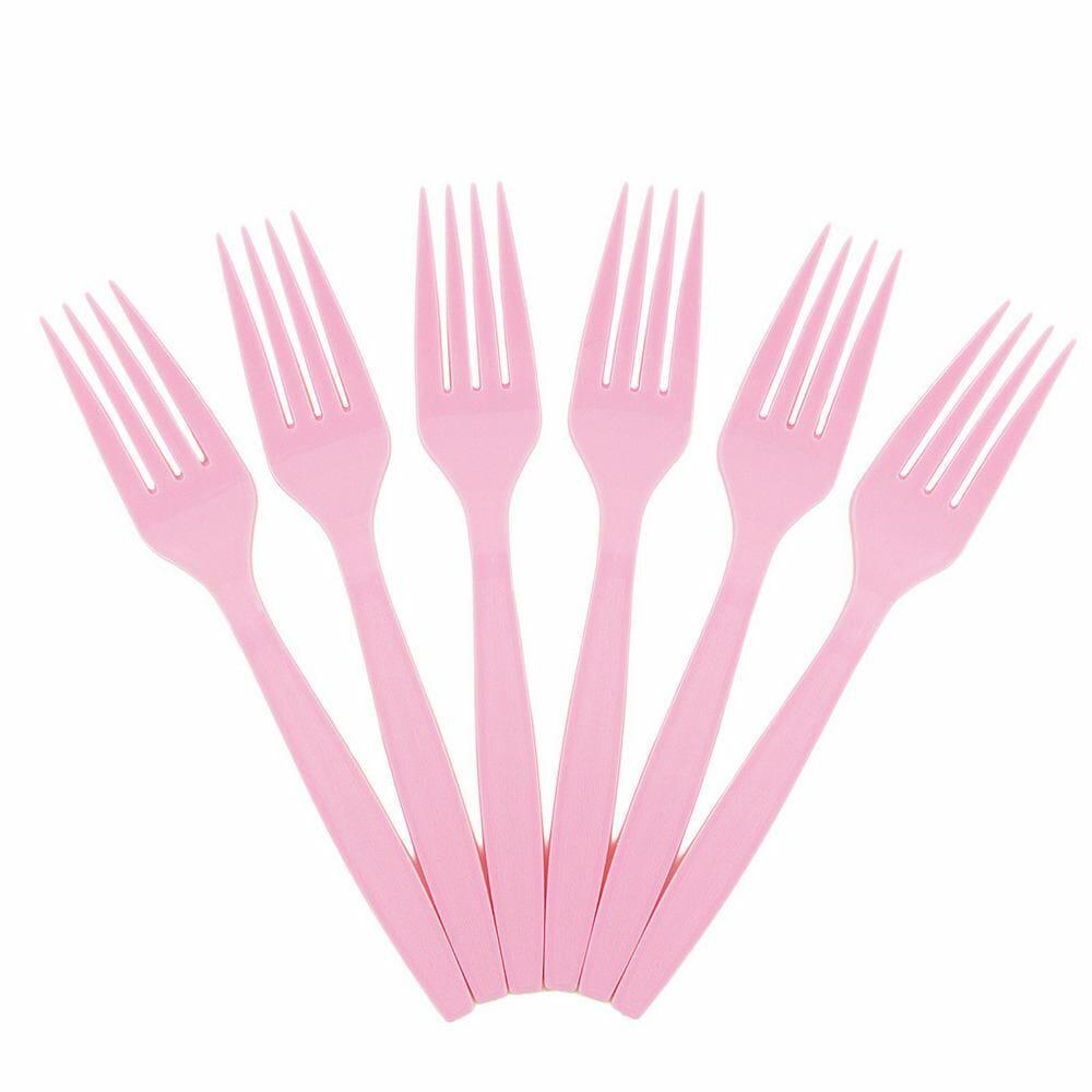 JAM PAPER Big Party Pack of Premium Plastic Forks, Pink, 100 Disposable Forks/Box MPN:297F100PI