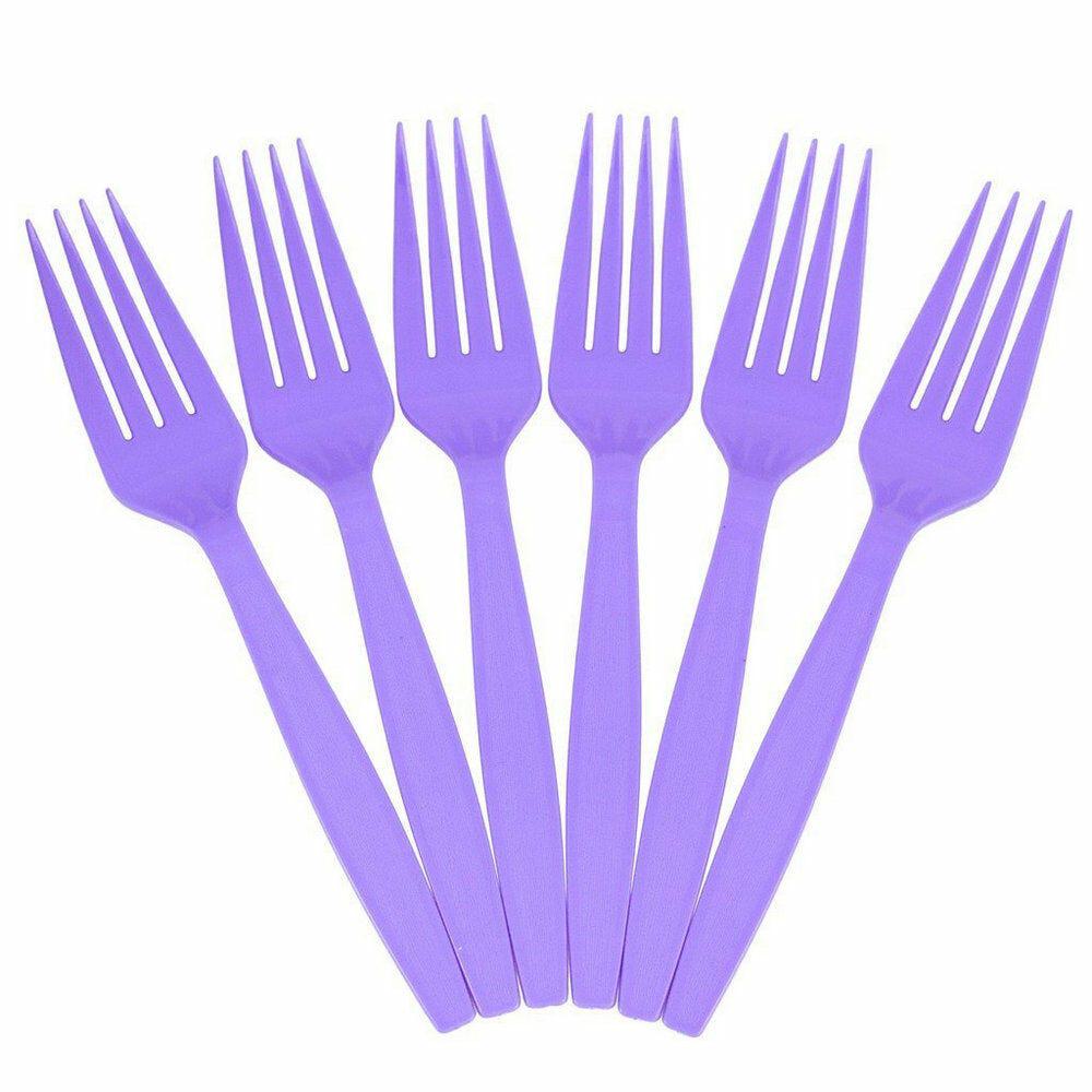 JAM PAPER Big Party Pack of Premium Plastic Forks, Purple, 100 Disposable Forks/Box MPN:297F100PU