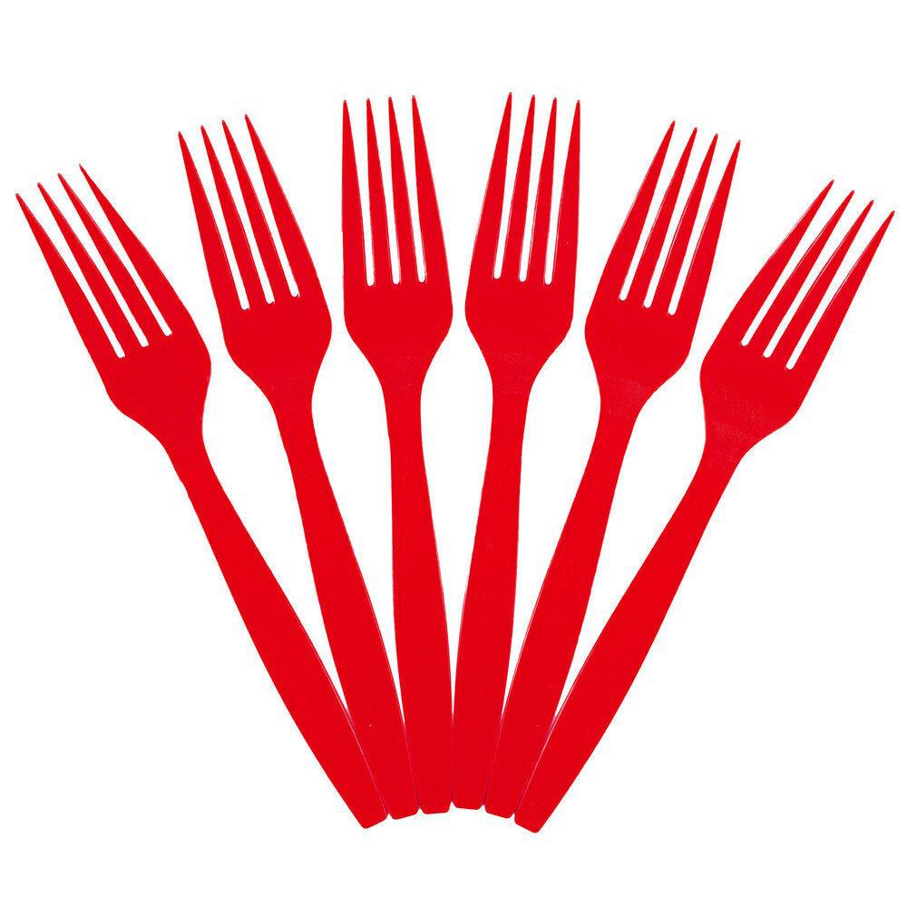 JAM PAPER Big Party Pack of Premium Plastic Forks, Red, 100 Disposable Forks/Box MPN:297F100RE