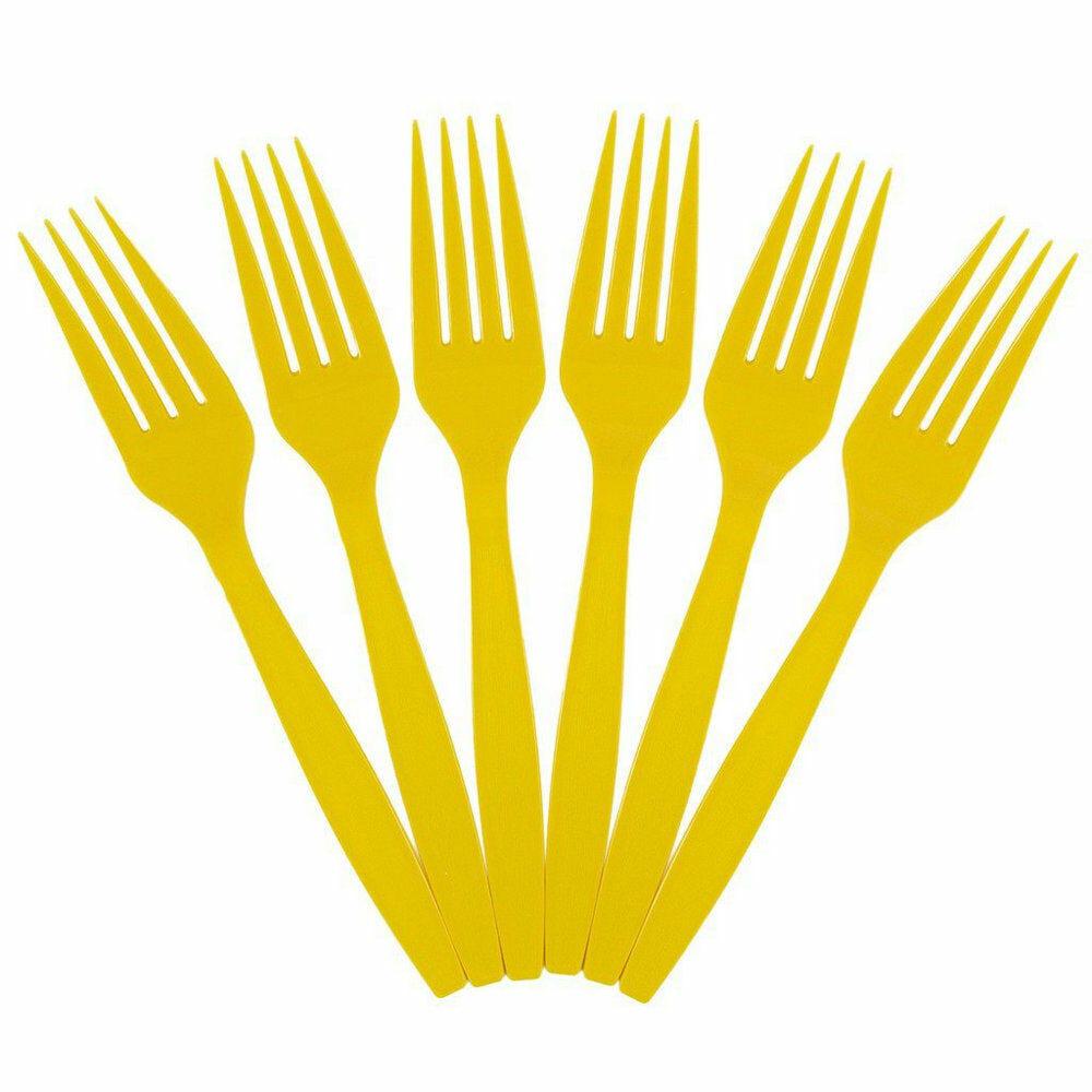 JAM PAPER Big Party Pack of Premium Plastic Forks, Yellow, 100 Disposable Forks/Box MPN:297F100YE
