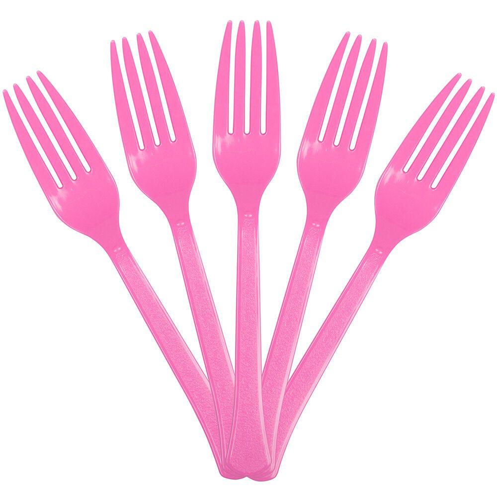 JAM PAPER Premium Utensils Party Pack, Plastic Forks, Fuchsia Pink, 48 Disposable Forks/Pack MPN:297F48FU