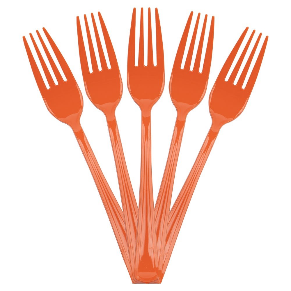 JAM PAPER Premium Utensils Party Pack, Plastic Forks, Orange, 48 Disposable Forks/Pack MPN:297F48OR