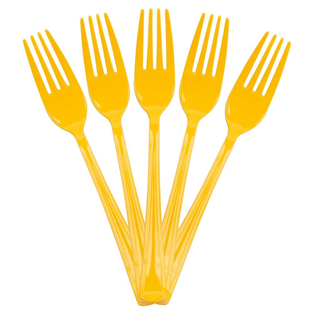 JAM PAPER Premium Utensils Party Pack, Plastic Forks, Yellow, 48 Disposable Forks/Pack MPN:297F48YE
