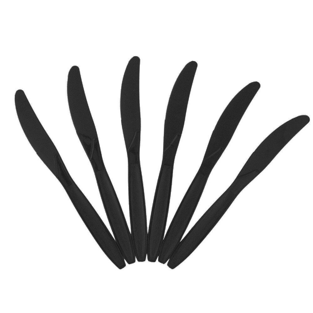 JAM PAPER Big Party Pack of Premium Plastic Knives, Black, 100 Disposable Knives/Box MPN:297KN100BL