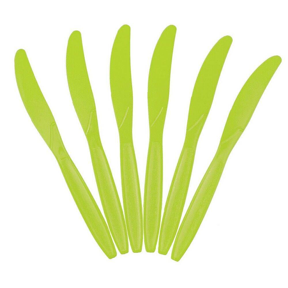 JAM PAPER Big Party Pack of Premium Plastic Knives, Lime Green, 100 Disposable Knives/Box MPN:297KN100LI