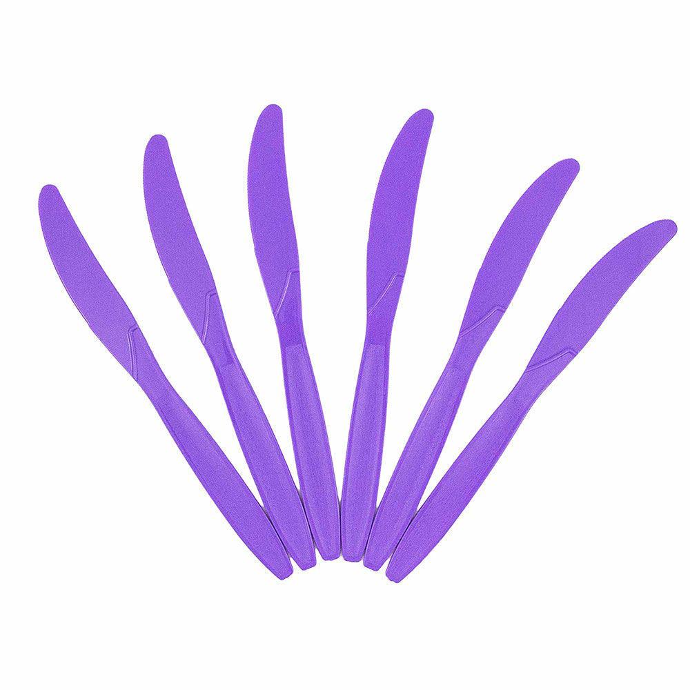 JAM PAPER Big Party Pack of Premium Plastic Knives, Purple, 100 Disposable Knives/Box MPN:297KN100PU