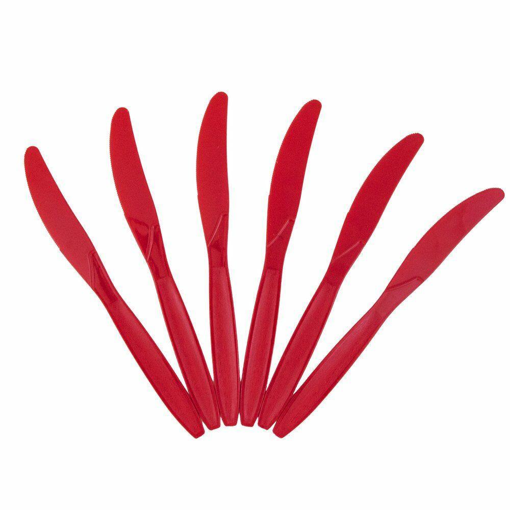 JAM PAPER Big Party Pack of Premium Plastic Knives, Red, 100 Disposable Knives/Box MPN:297KN100RE