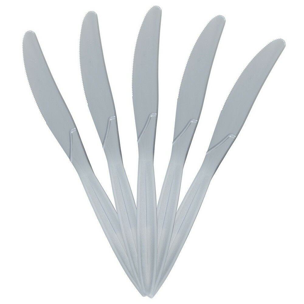 JAM PAPER Big Party Pack of Premium Plastic Knives, Silver, 100 Disposable Knives/Box MPN:297KN100SL