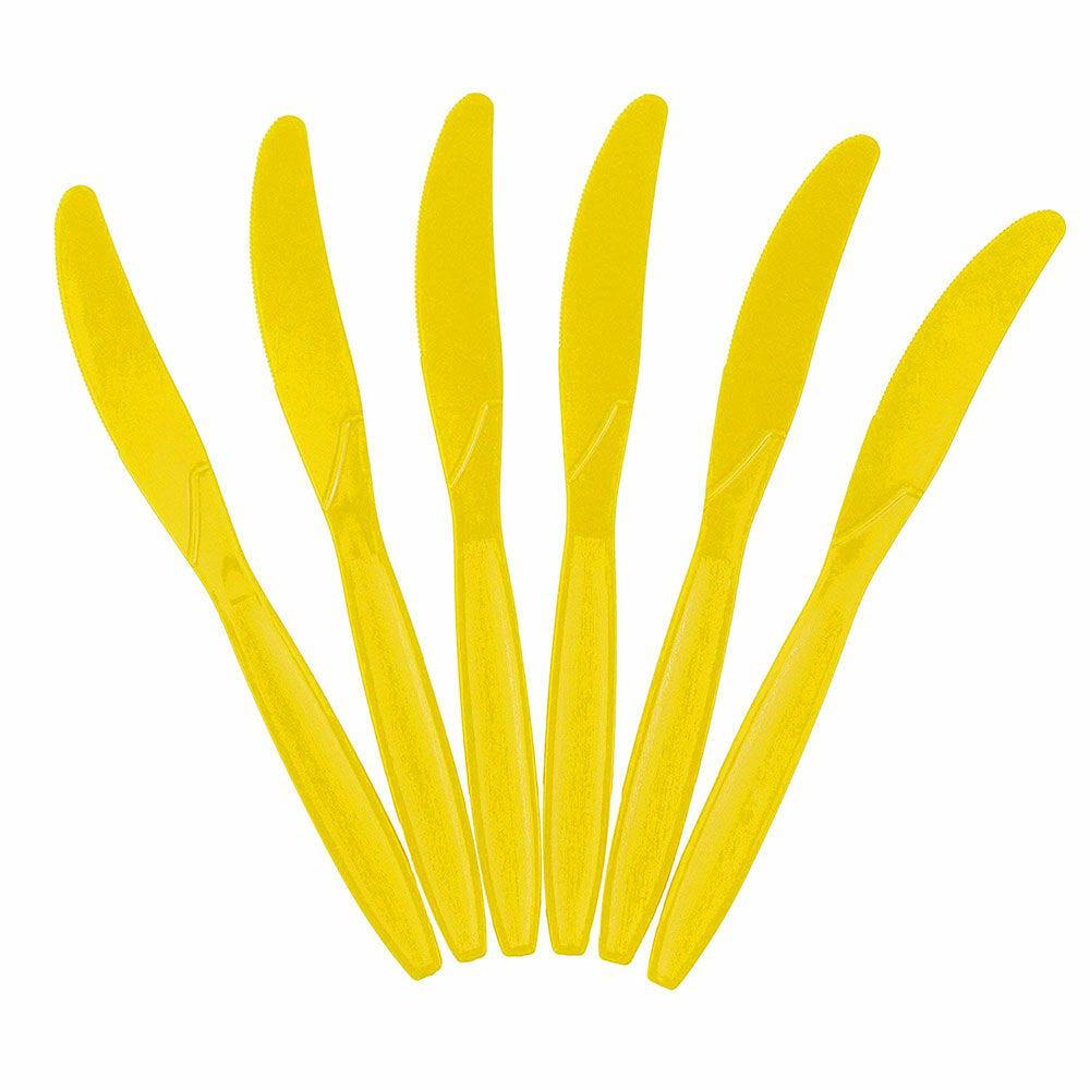 JAM PAPER Big Party Pack of Premium Plastic Knives, Yellow, 100 Disposable Knives/Box MPN:297KN100YE