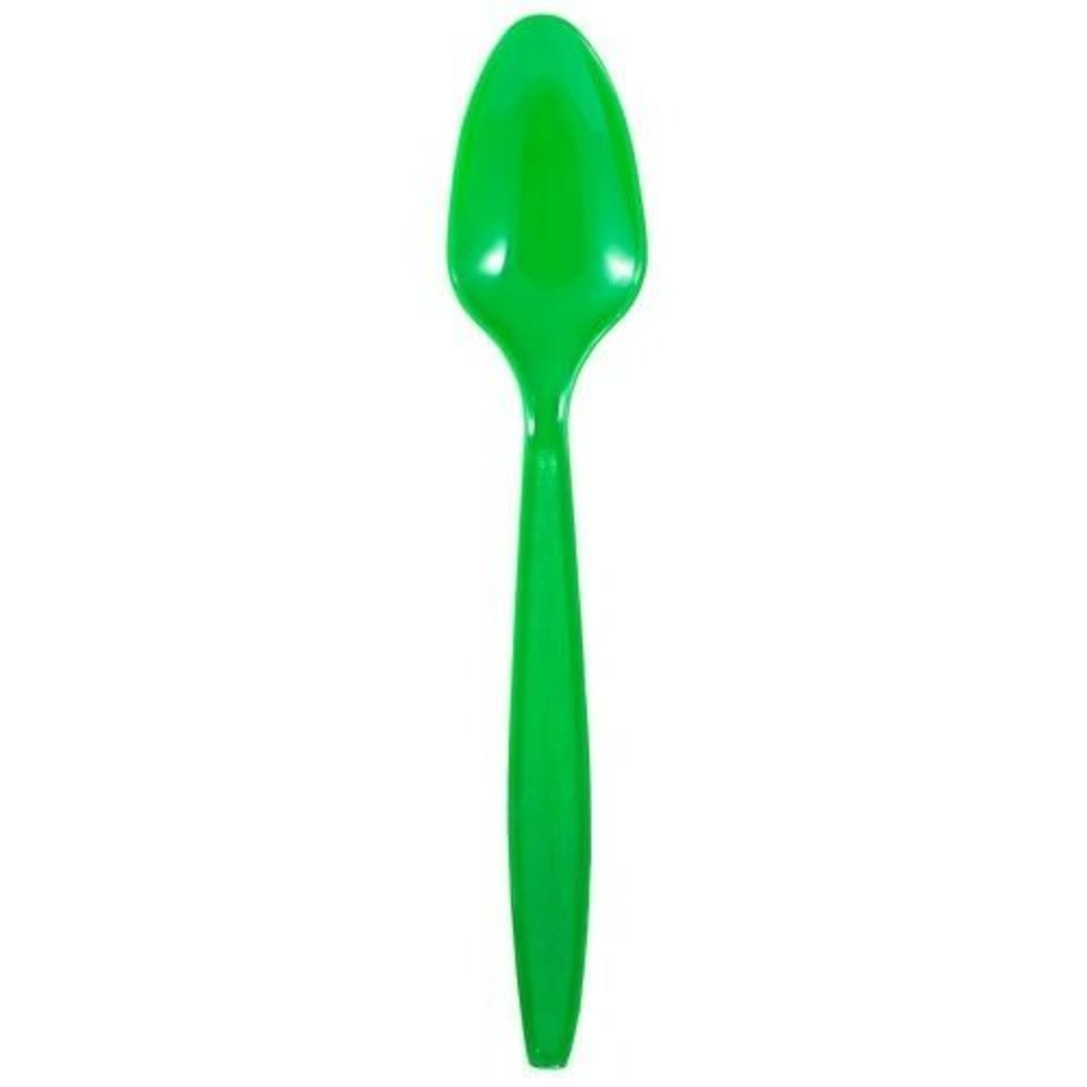 JAM PAPER Big Party Pack of Premium Plastic Spoons, Green, 100 Disposable Spoons/Box MPN:297SP100GR