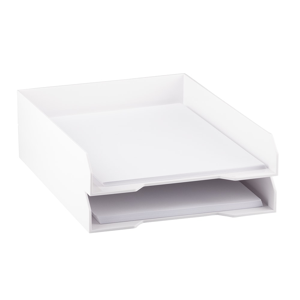 JAM Paper Stackable Paper Trays, 2inH x 9-3/4inW x 12-1/2inD, White, Pack Of 2 Trays MPN:344WHA
