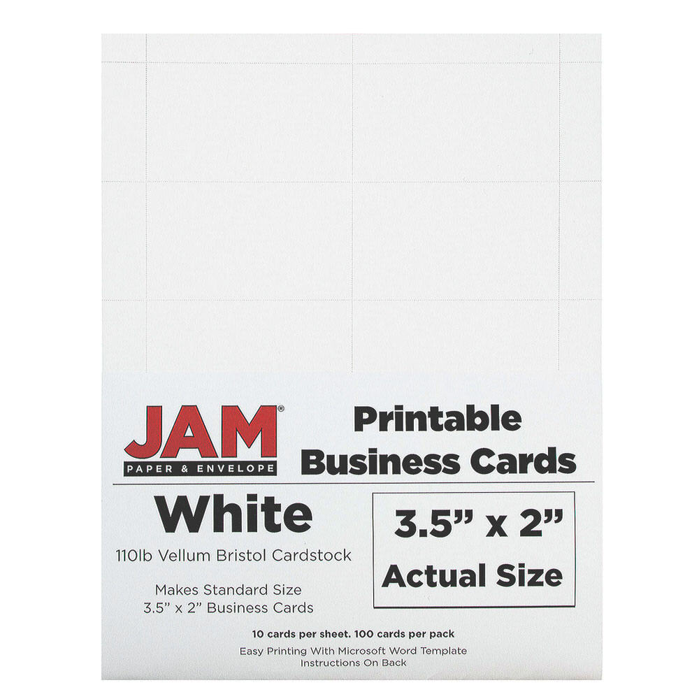 JAM Paper Printable Business Cards, 3 1/2in x 2in, White, Pack Of 100 MPN:1805683