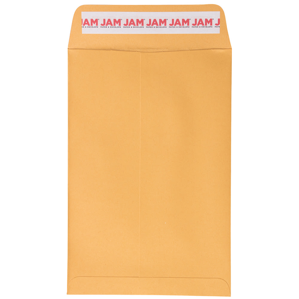 JAM Paper Open End Envelopes, 6in x 9in, Peel & Seal, Brown, Pack Of 50 Envelopes MPN:13034199I
