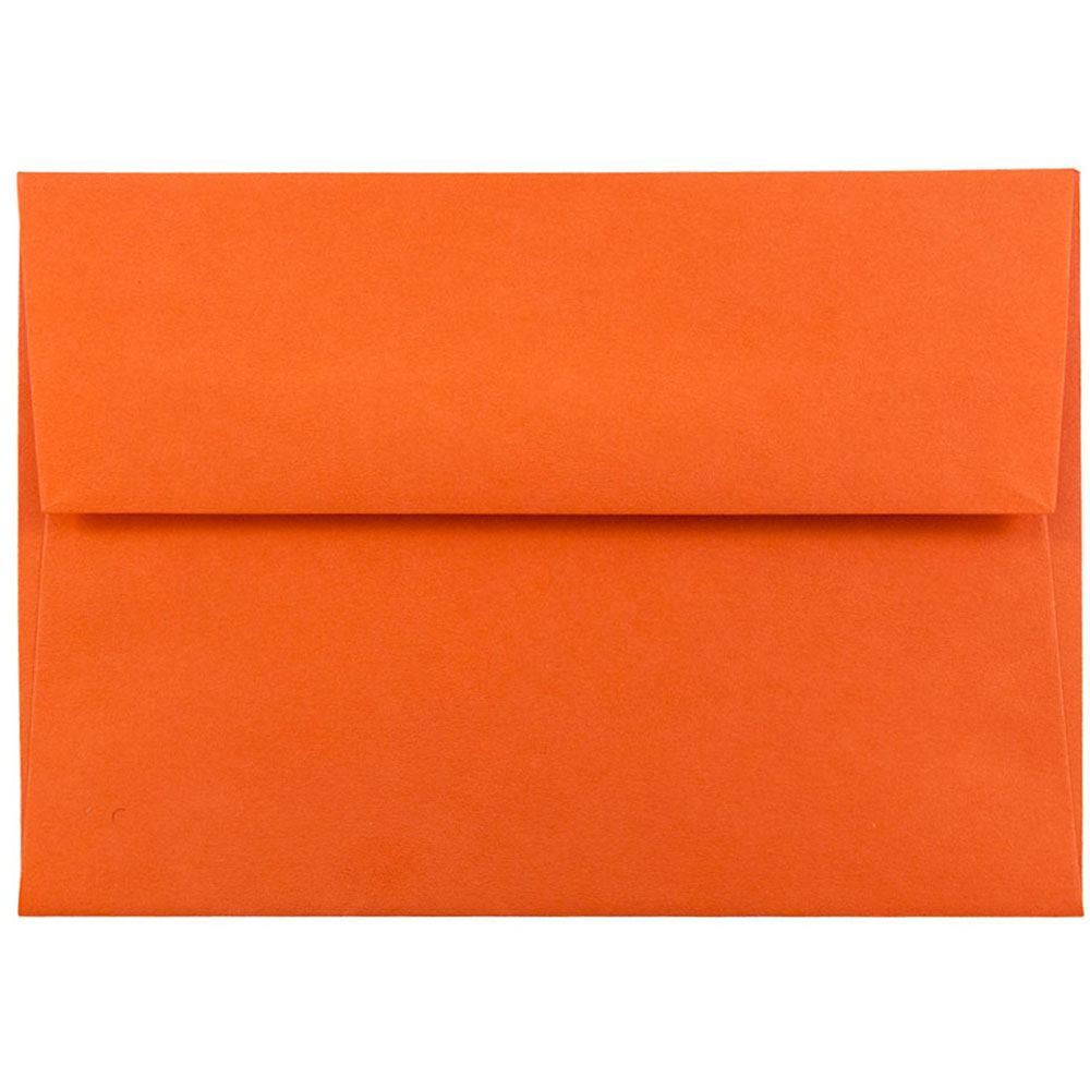 JAM Paper Booklet Envelopes, #4 Bar (A1), Gummed Seal, 30% Recycled, Orange, Pack Of 25 MPN:15808
