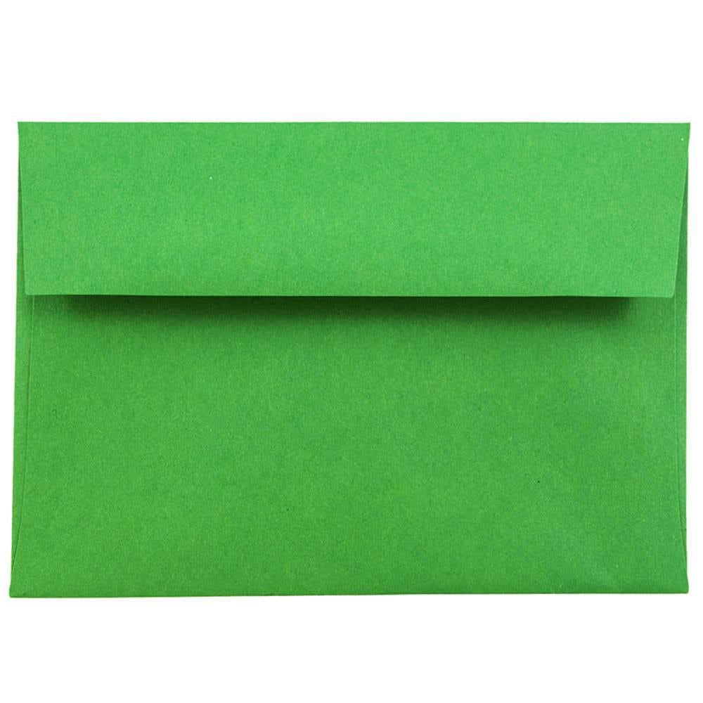 JAM Paper Booklet Envelopes, #4 Bar (A1), Gummed Seal, 30% Recycled, Dark Green, Pack Of 25 MPN:15811