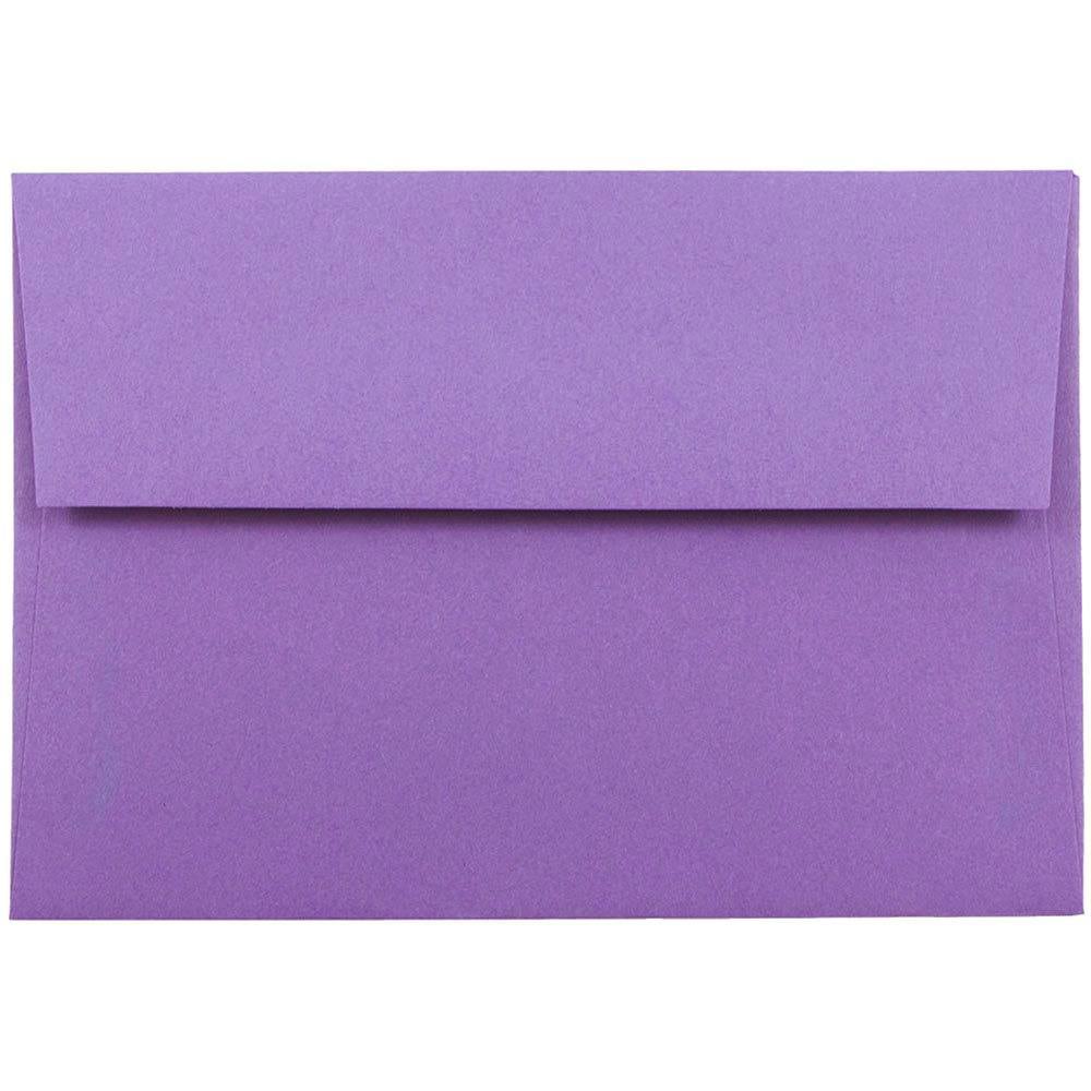 JAM Paper Booklet Envelopes, #4 Bar (A1), Gummed Seal, 30% Recycled, Violet Purple, Pack Of 25 MPN:15815