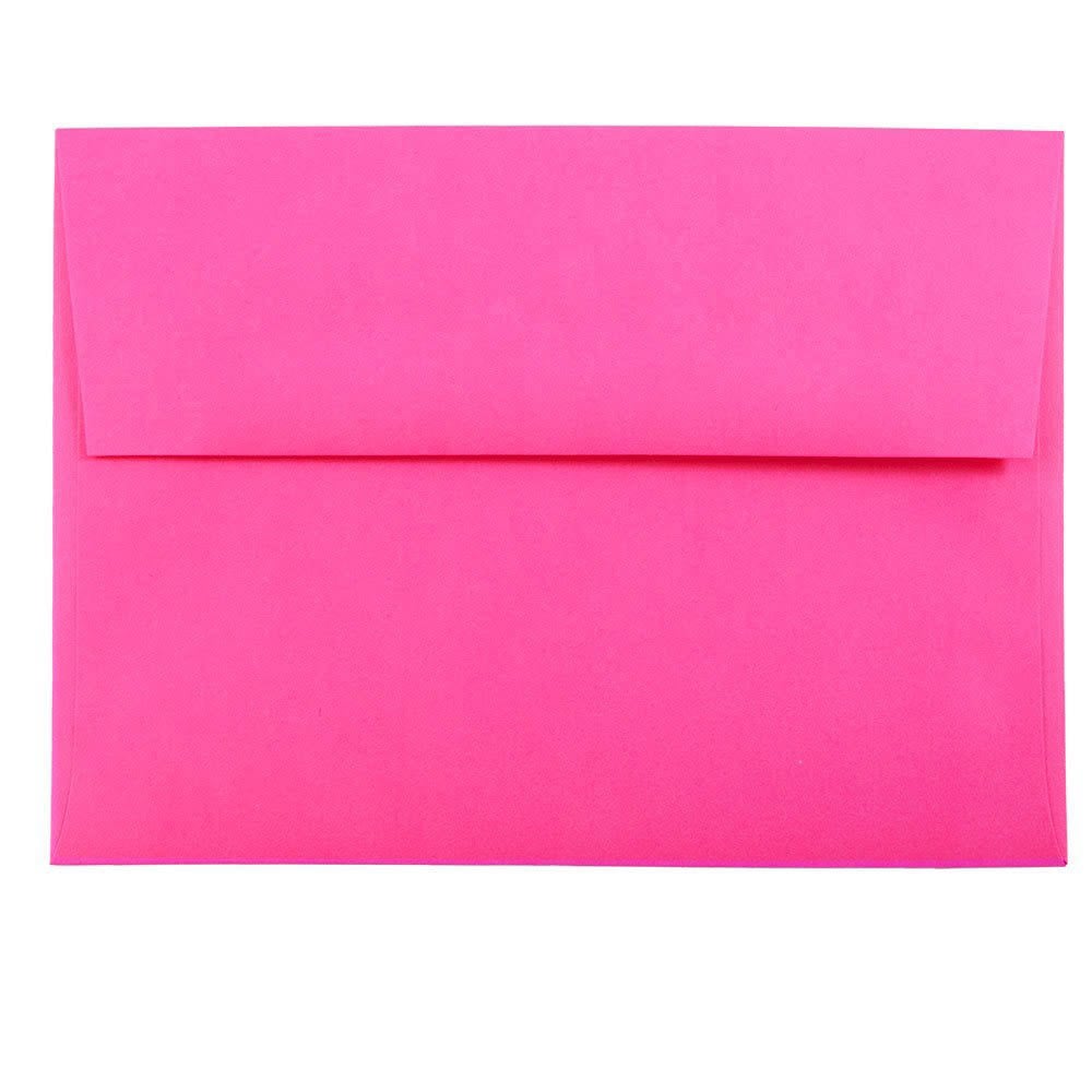 JAM Paper Booklet Invitation Envelopes, A7, Gummed Seal, Fuchsia Pink, Pack Of 25 MPN:15916