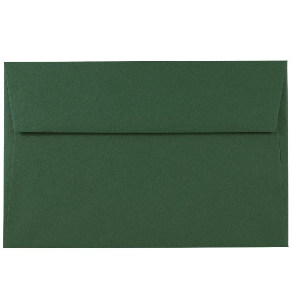 JAM Paper Booklet Invitation Envelopes, A9, Gummed Seal, Dark Green, Pack Of 50 MPN:191279