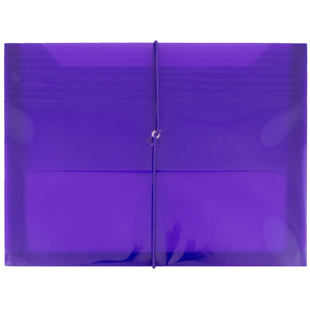 JAM Paper Plastic Booklet Envelope, Letter-Size, 9 3/4in x 13in, Elastic Band Closure, Purple MPN:218E25PU