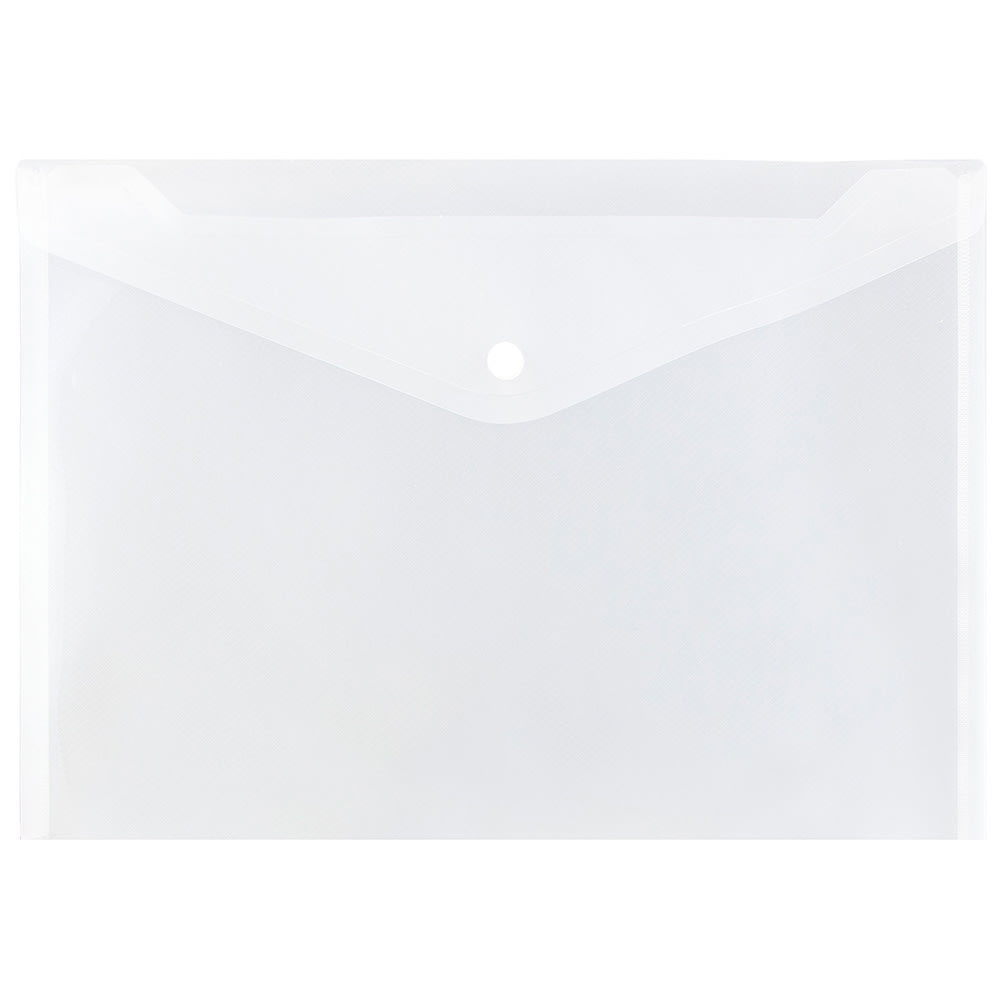 JAM Paper Booklet Plastic Envelopes, Letter Size, 9 3/4in x 13in, Button-Snap Closure, Clear, Pack Of 12 MPN:218S0CLG