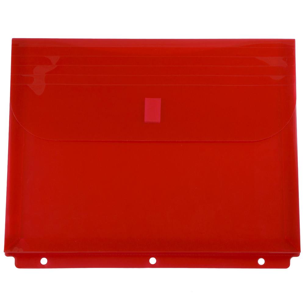 JAM Paper Plastic 3-Hole Punch Binder Envelopes, Letter Size, 9 3/4in x 13in, Hook & Loop Closure, Red, Pack Of 12 MPN:218S0PI