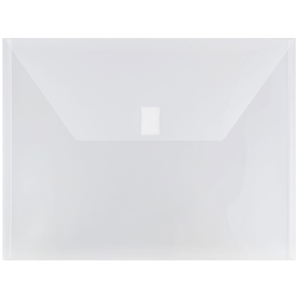 JAM Paper Plastic Booklet Envelopes, Letter-Size, 9 3/4in x 13in, Hook & Loop Closure, Clear, Pack Of 12 MPN:218V0CL