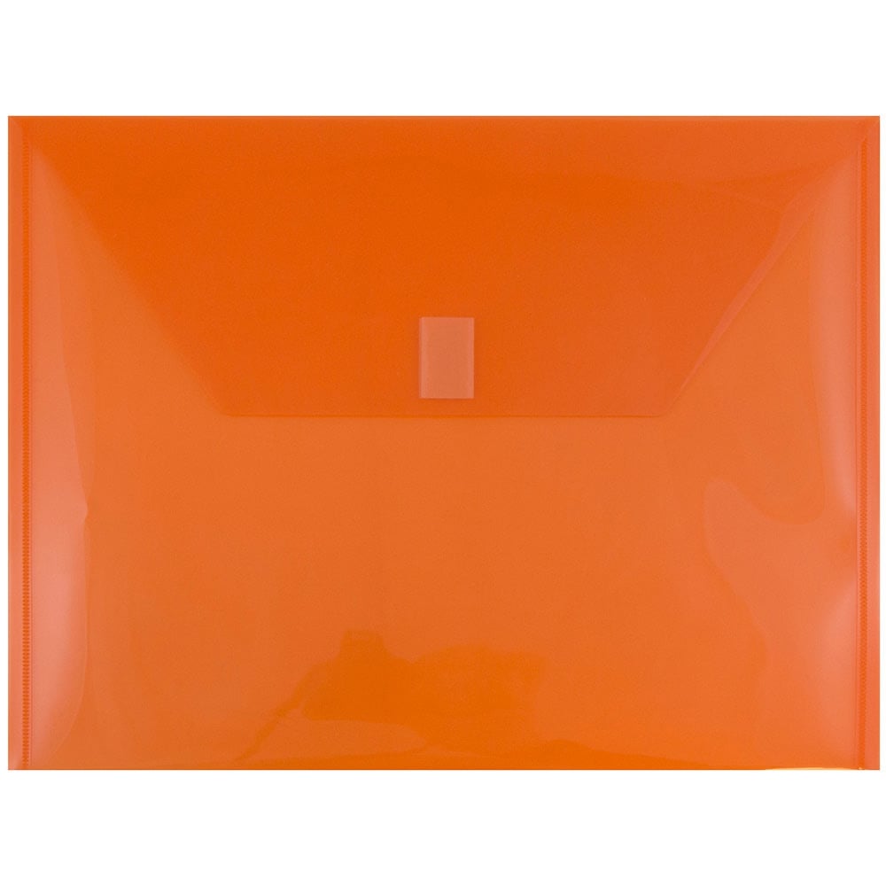 JAM Paper Plastic Booklet Envelopes, Letter-Size, 9 3/4in x 13in, Hook & Loop Closure, Orange, Pack Of 12 MPN:218V0OR