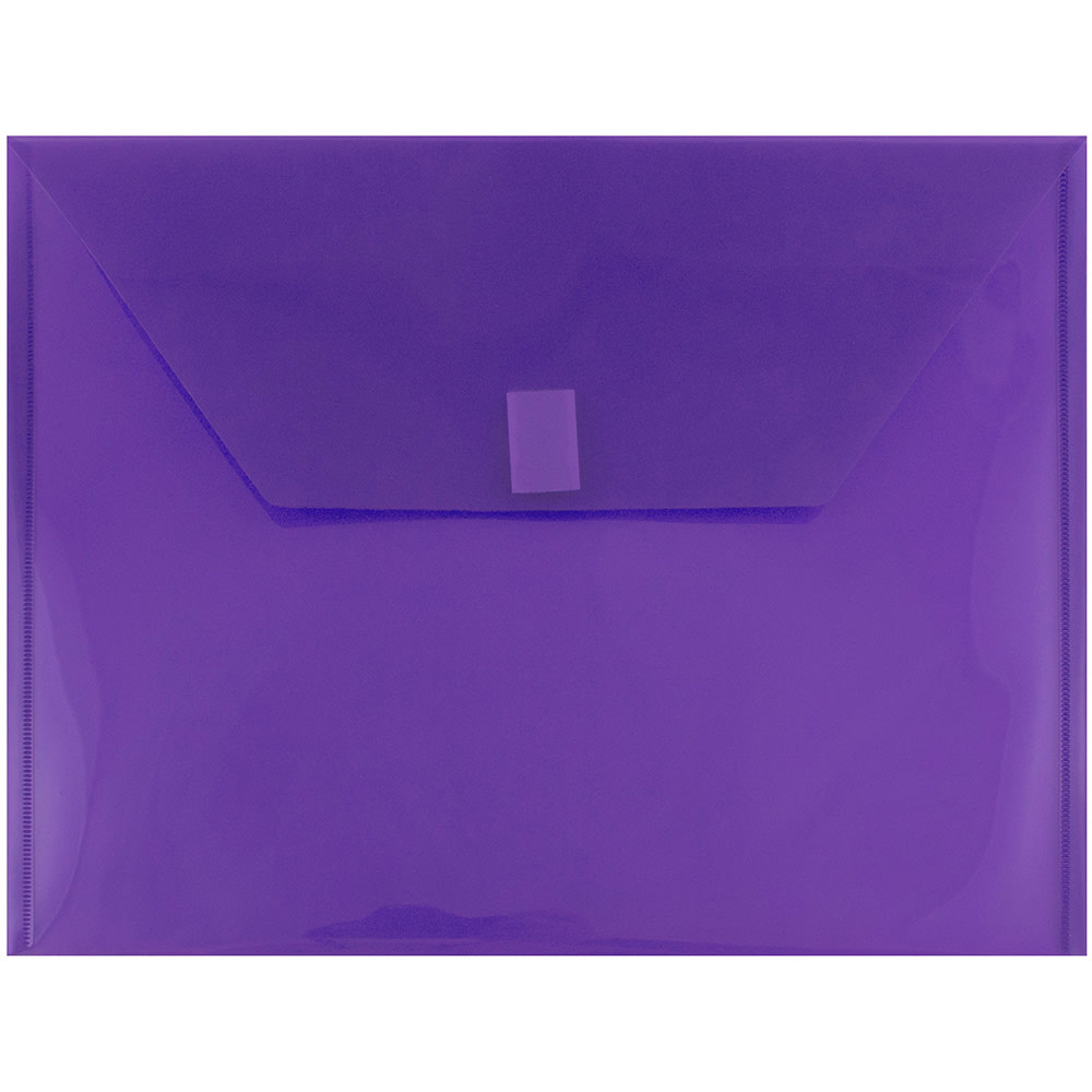 JAM Paper Plastic Booklet Envelopes, Letter-Size, 9 3/4in x 13in, Hook & Loop Closure, Dark Purple, Pack Of 12 MPN:218V0PU
