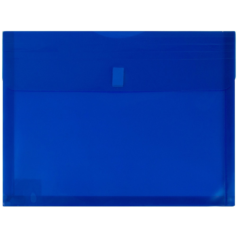 JAM Paper Plastic Booklet Expansion Envelopes, Letter-Size, 9 3/4in x 13in, Hook & Loop Closure, Dark Blue, Pack Of 12 MPN:218V1BU