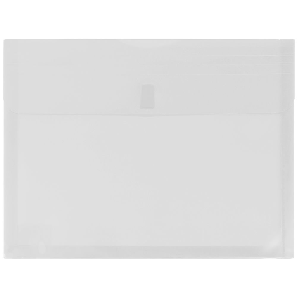 JAM Paper Plastic Booklet Expansion Envelopes, Letter-Size, 9 3/4in x 13in, Hook & Loop, Clear, Pack Of 12 MPN:218V1CL