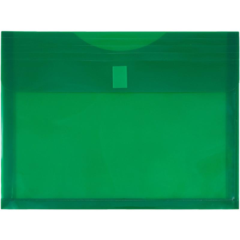JAM Paper Plastic Booklet Expansion Envelopes, Letter-Size, 9 3/4in x 13in, Hook & Loop Closure, Dark Green, Pack Of 12 MPN:218V1GR