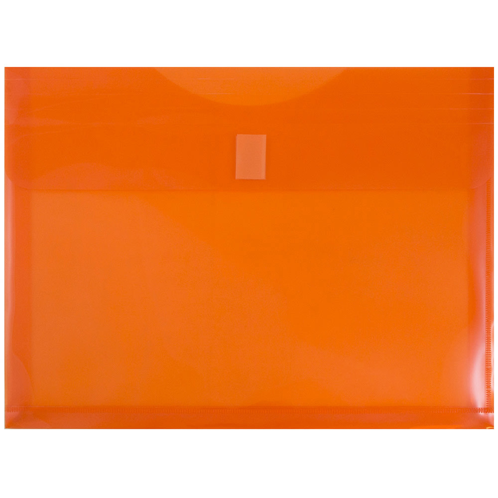 JAM Paper Plastic Booklet Expansion Envelopes, Letter-Size, 9 3/4in x 13in, Hook & Loop Closure, Light Orange, Pack Of 12 MPN:218V1OR