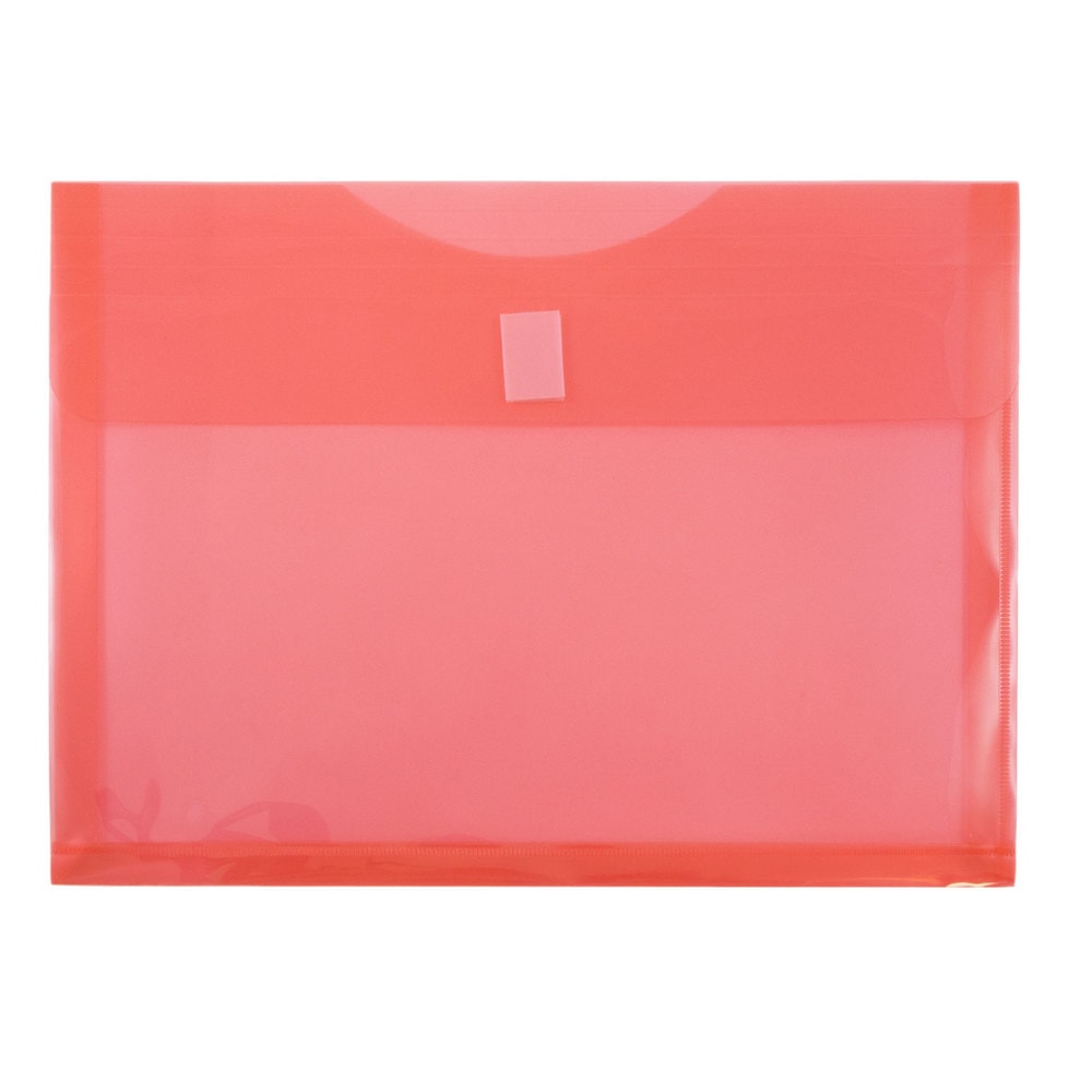 JAM Paper Plastic Booklet Expansion Envelopes, Letter-Size, 9 3/4in x 13in, Hook & Loop Closure, Dark Red, Pack Of 12 MPN:218V1RE