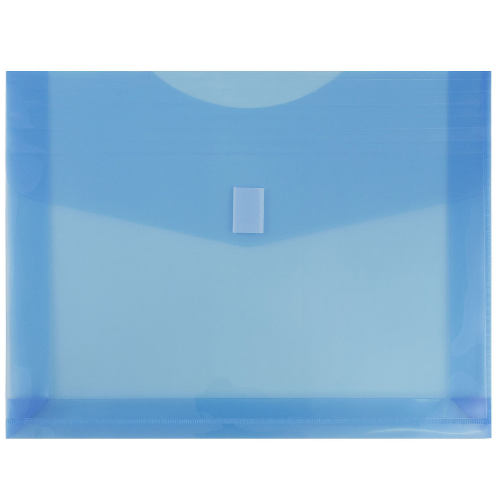 JAM Paper Plastic Booklet Expansion Envelopes, Letter-Size, 9 3/4in x 13in, Hook & Loop Closure, Light Blue, Pack Of 12 MPN:218V2BU
