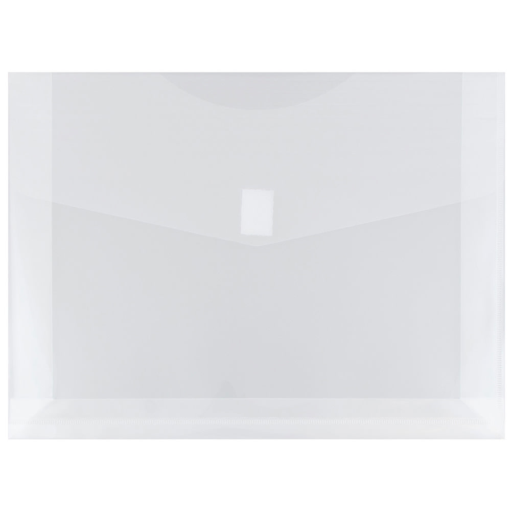 JAM Paper Plastic Booklet Expansion Envelopes, Letter-Size, 9 3/4in x 13in, Hook & Loop Closure Closure, Clear, Pack Of 12 MPN:218V2CL