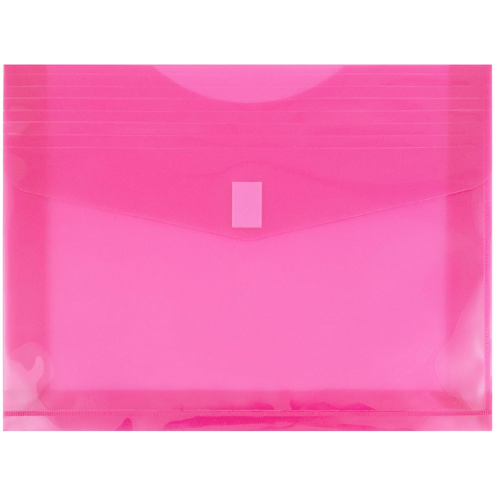 JAM Paper Plastic Booklet Envelopes, Letter-Size, 9 3/4in x 13in, Hook & Loop Closure, Fuchsia Pink, Pack Of 12 MPN:218V2FU