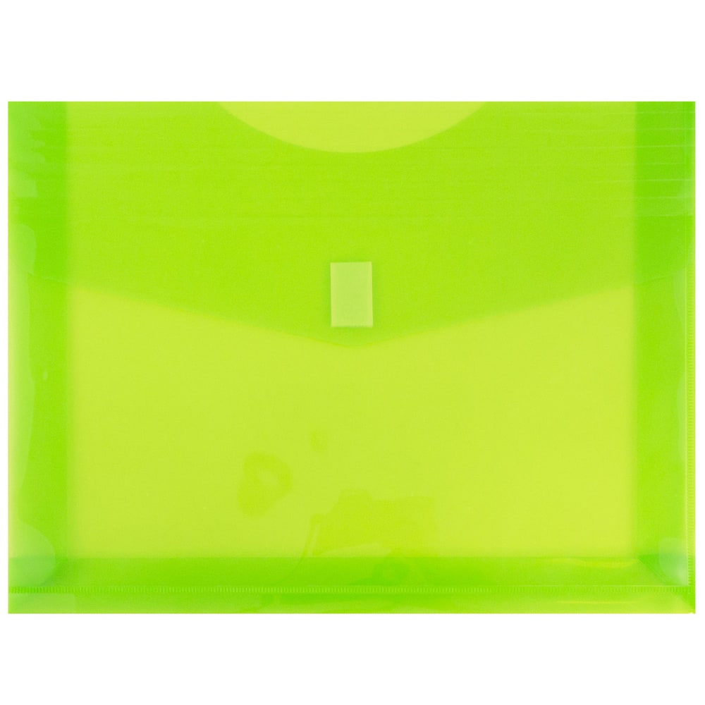 JAM Paper Plastic Booklet Expansion Envelopes, Letter-Size, 9 3/4in x 13in, Hook & Loop Closure, Lime Green, Pack Of 12 MPN:218V2LI
