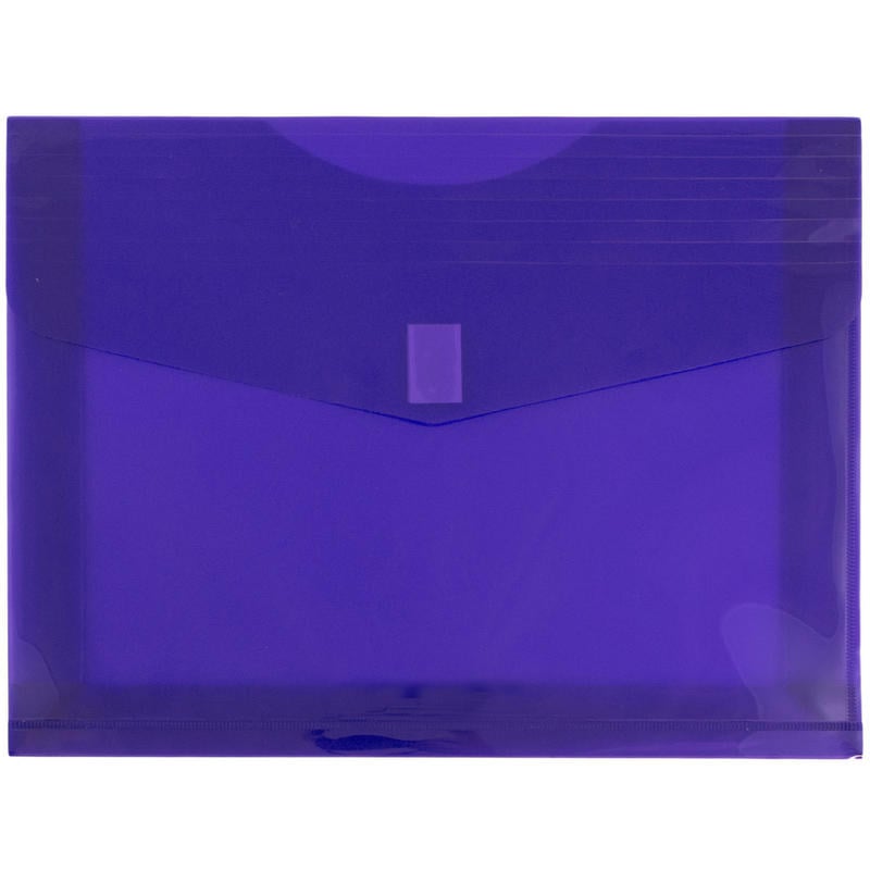 JAM Paper Plastic Booklet Envelopes, Letter-Size, 9 3/4in x 13in, Hook & Loop Closure, Classic Purple, Pack Of 12 MPN:218V2PU