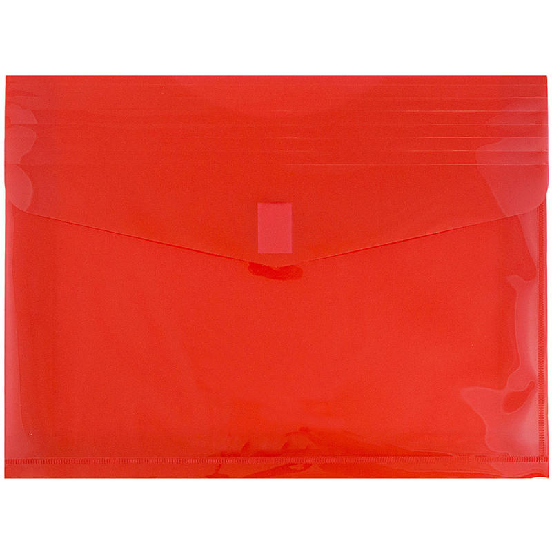 JAM Paper Plastic Booklet Expansion Envelopes, Letter-Size, 9 3/4in x 13in, Hook & Loop Closure, Light Red, Pack Of 12 MPN:218V2RE