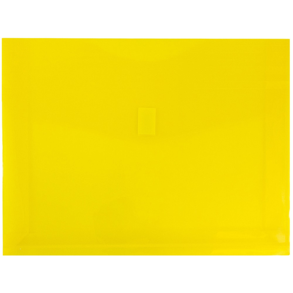 JAM Paper Plastic Booklet Expansion Envelopes, Letter-Size, 9 3/4in x 13in, Hook & Loop Closure, Light Yellow, Pack Of 12 MPN:218V2YE